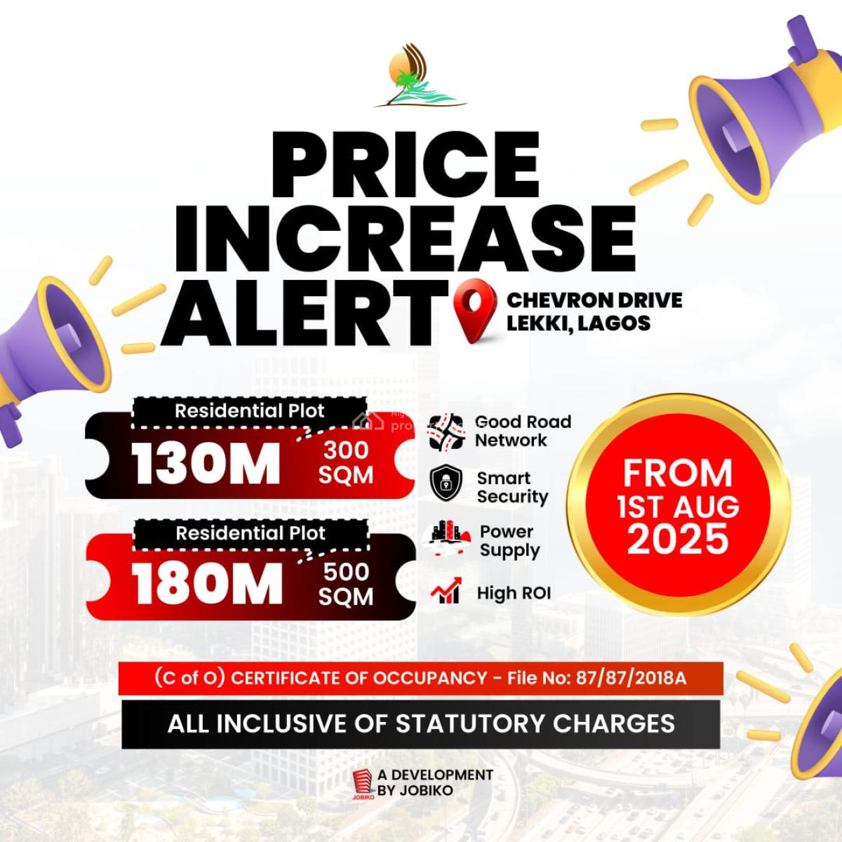 Serviced Waterfront Plots of Land, Chevron, Lekki, Lagos, Residential Land for Sale