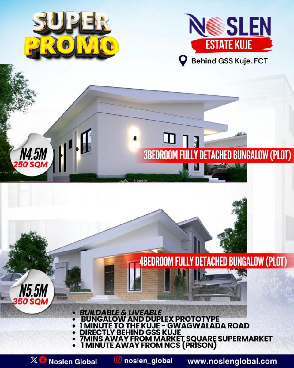 a Plot of 350sqm for a 4 Bedroom Fully Detached Bungalow, Behind Jss Kuje Opposite El Rufai Estate Kuje, Kuje, Abuja, Residential Land for Sale