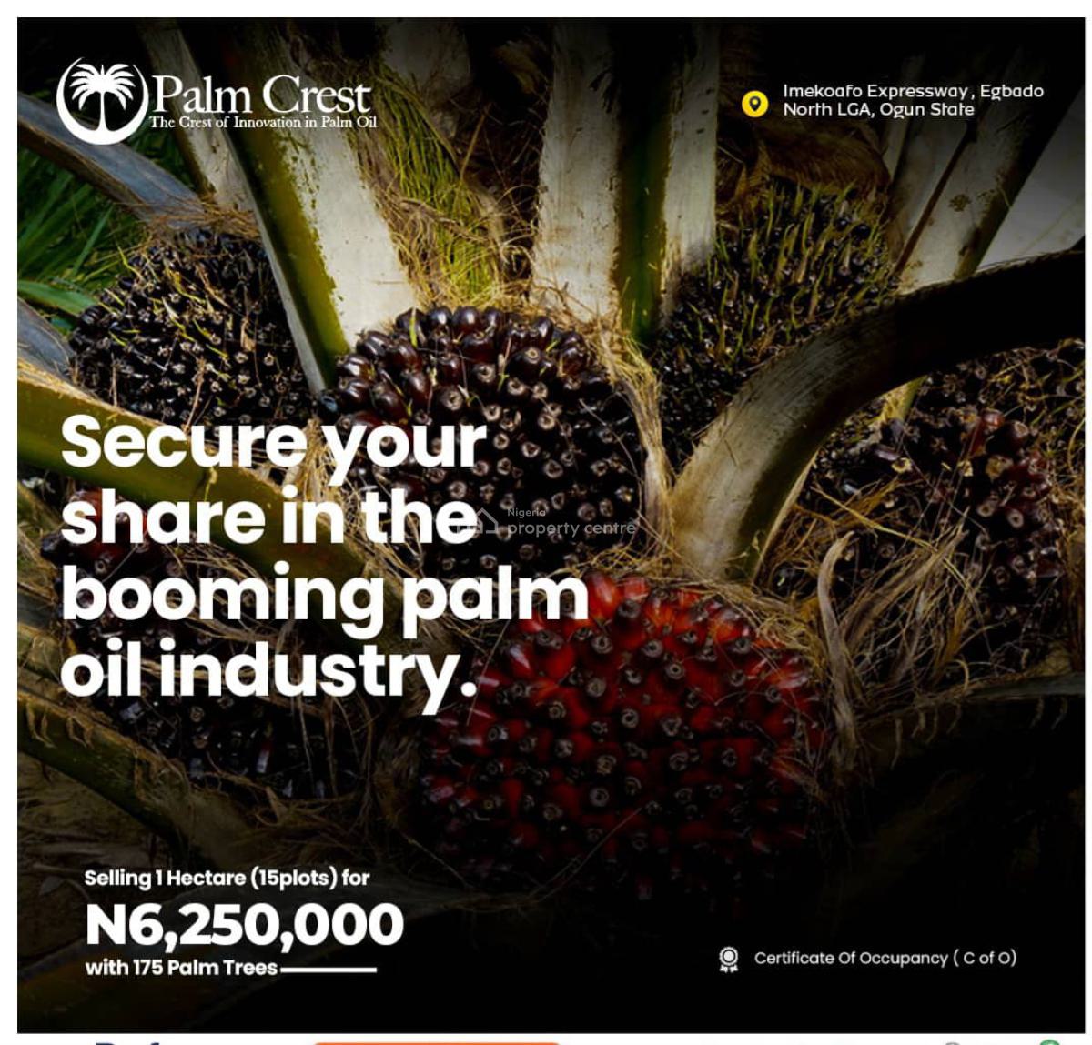 Exceptional and Affordable (c of O) Farm Land for Palm Tree/oil.ogun, Imekoafo Expressway,egbado  North Ogun Stat, Abeokuta North, Ogun, Commercial Land for Sale