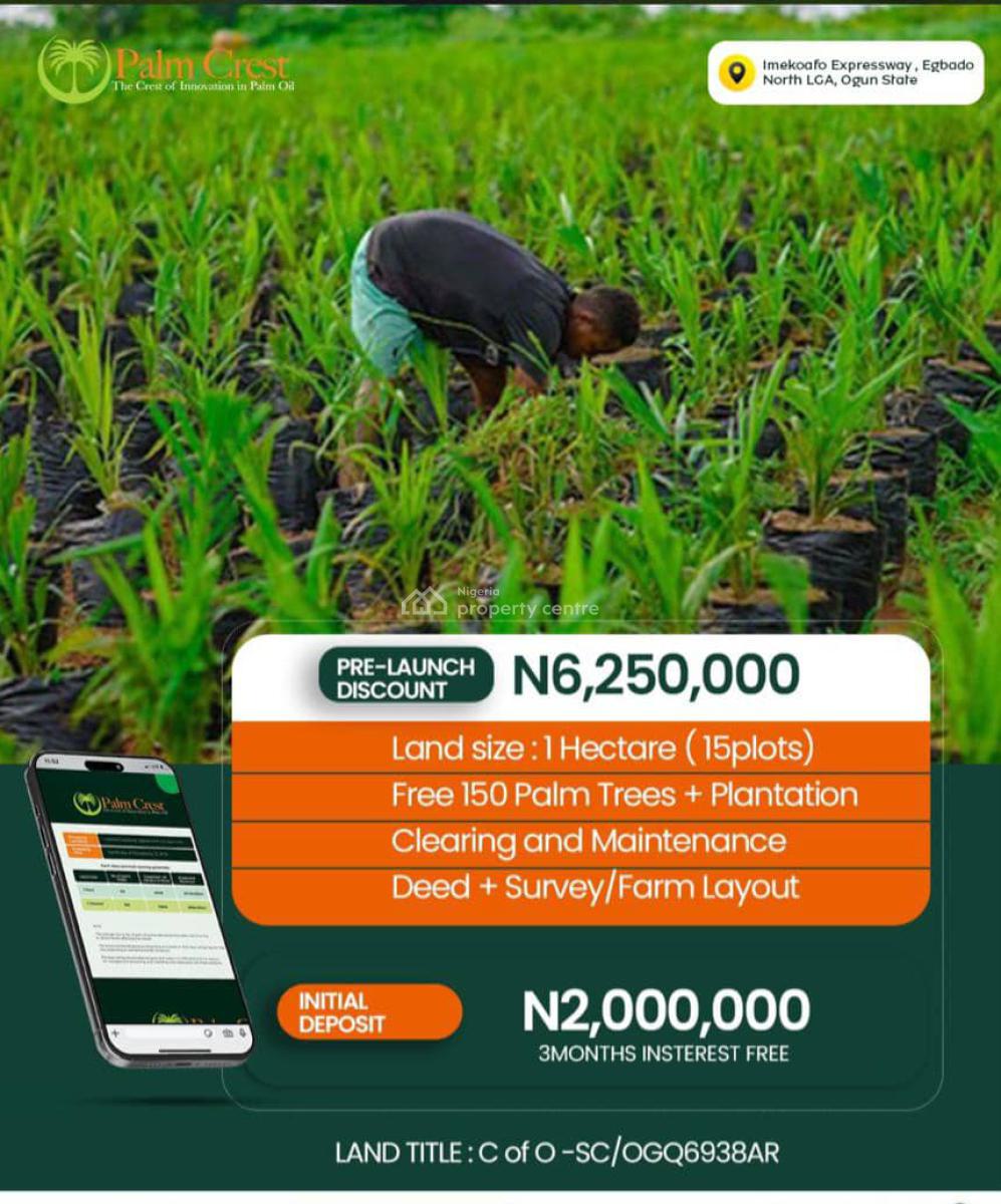 Exceptional and Affordable (c of O) Farm Land for Palm Tree/oil.ogun, Imekoafo Expressway,egbado  North Ogun Stat, Abeokuta North, Ogun, Commercial Land for Sale