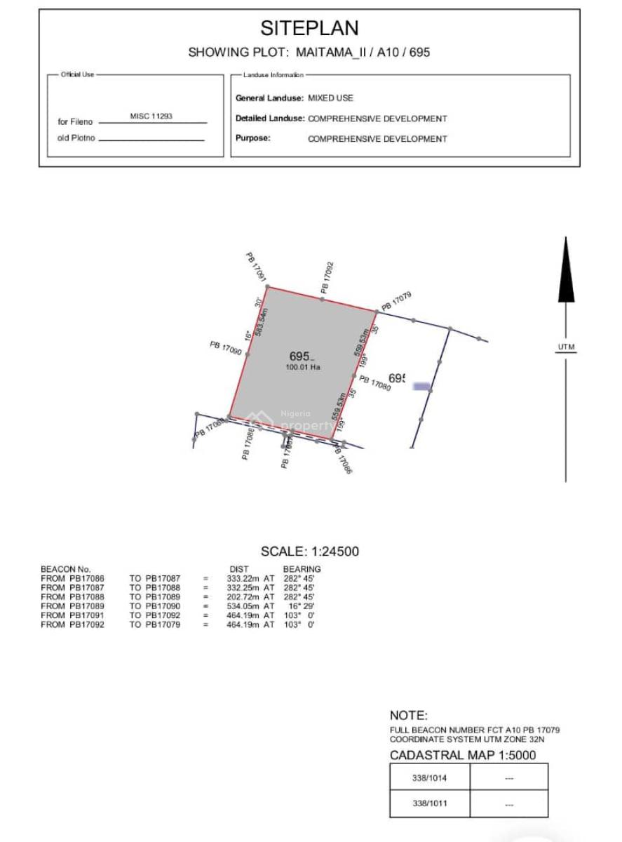 100.01 Hectares ,mixed Use in Maitama 2, Maitama 11 Sharing Fence/boundary with Navy Estate Asokoro, Maitama 2, Maitama District, Abuja, Mixed-use Land for Sale