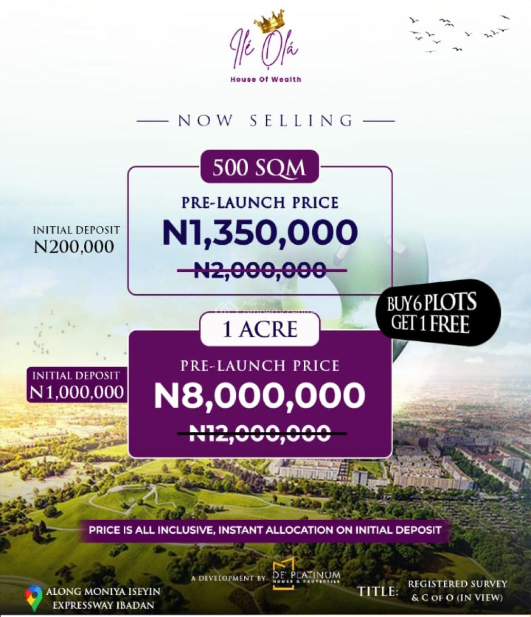 Buy 6 & Get 1 Free Govt Approved Estate Land, Strategically Located, Moniya, Ibadan, Oyo, Mixed-use Land for Sale