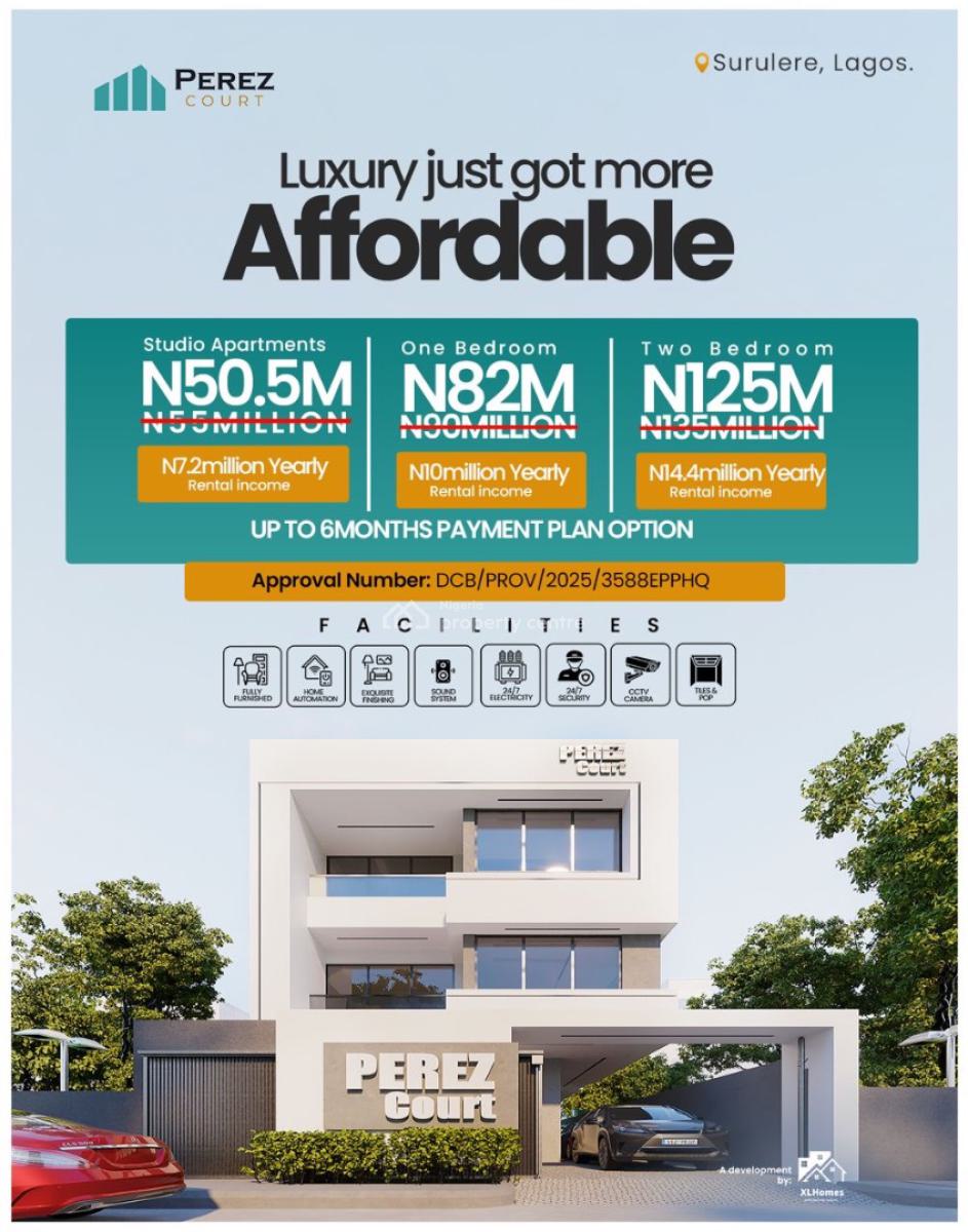 Fully Furnished 1-bedroom Smart Apartment in a Strategic Location, Luxury, Convenience, and Location, All at a Massively Discounted Price, Barracks, Surulere, Lagos, Block of Flats for Sale
