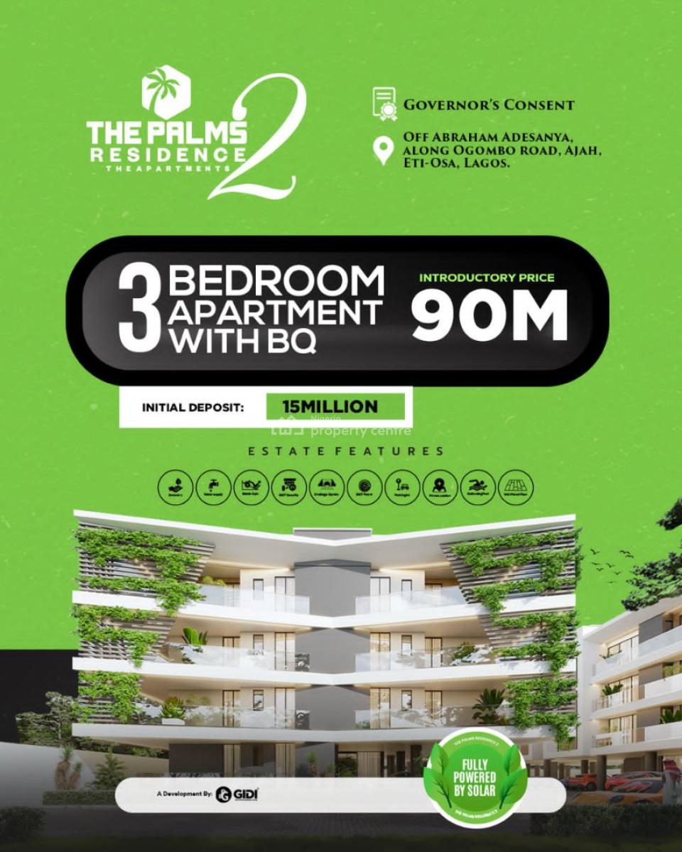 3 Bedroom Luxury Apartment, at Palm Residence Abraham Adesanya, Ajah, Lagos, Flat / Apartment for Sale