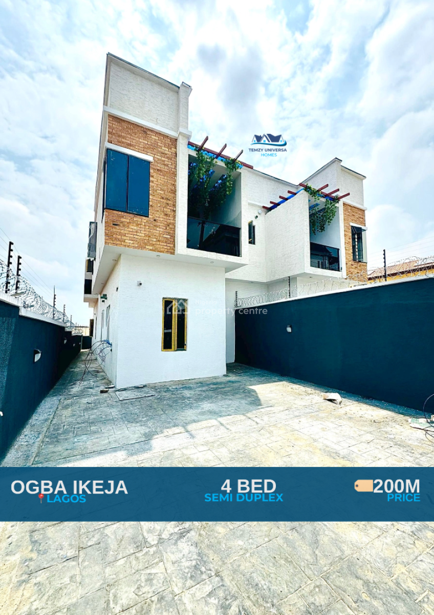 Marvelously Built 4 Bedroom Semi Detached Duplex with a Room Bq, Ogba, Ikeja, Lagos, Semi-detached Duplex for Sale