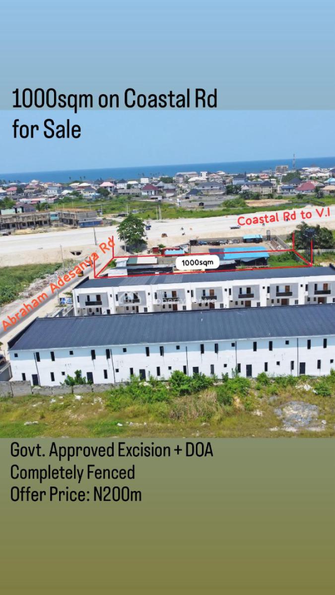 1000sqm2 Land  Completely Fenced, Abraham Adesanya Costal Road, Ajah, Lagos, Mixed-use Land for Sale