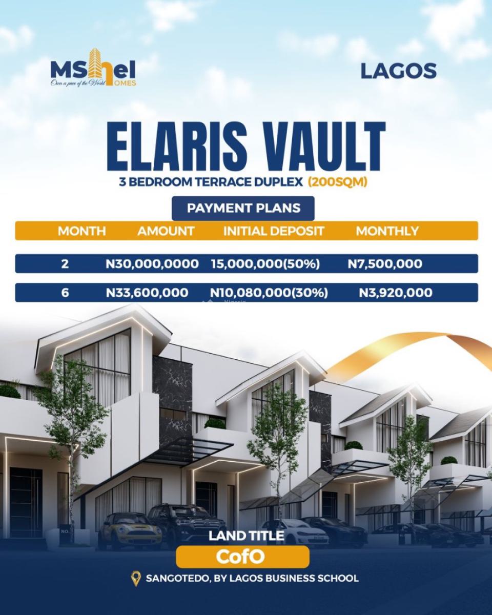 Build Your Dream Home in a Secure & Elegant Family Estate 3 Bedroom Terrace, Sangotedo, Ajah, Lagos, House for Sale