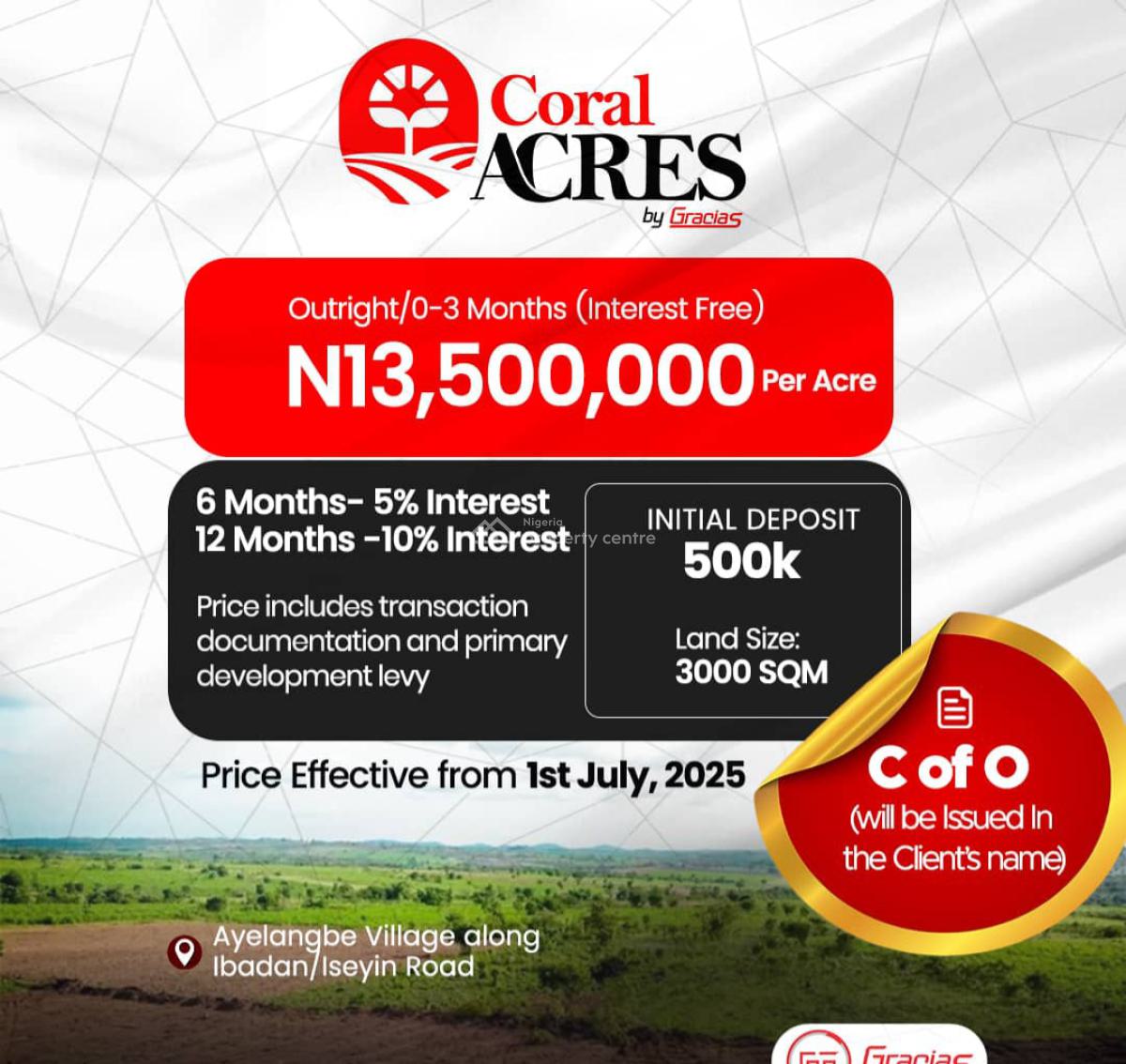 3,000 Plots of Land in Acres Perfect for Investment Purposes, Coral Acres Estate in Ijaye Ayelangbe Community, Ibadan, Oyo, Residential Land for Sale