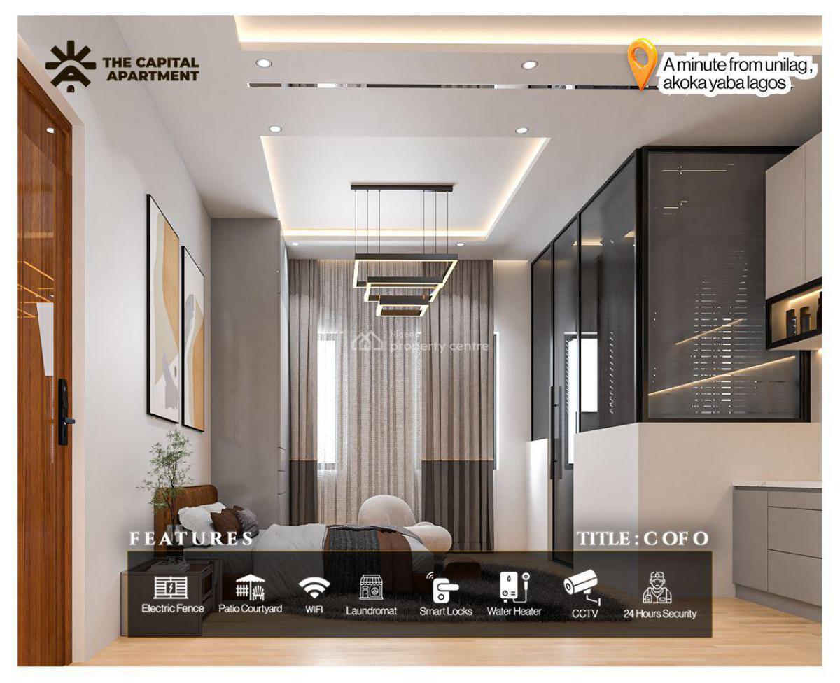 Luxury 1-bedroom Smart Apartment, The Capital Apartment, Yaba – Just 1 Min From Unilag, Yaba, Lagos, Block of Flats for Sale