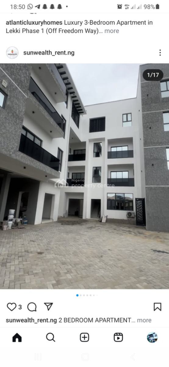 Newly Built and Serviced 2 Bedroom En-suite Flat with Fitted Kitchen,, Lekki Phase 1, Lekki, Lagos, Flat / Apartment for Rent