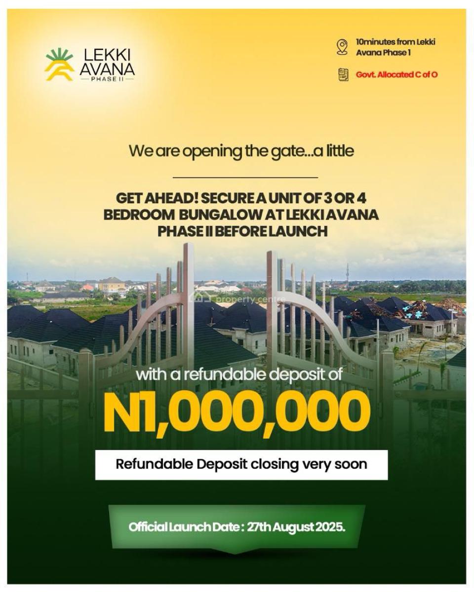 Lekki Avana Phase 2, Swimming Pool Options Available, Ibeju Lekki, Lagos, Detached Bungalow for Sale