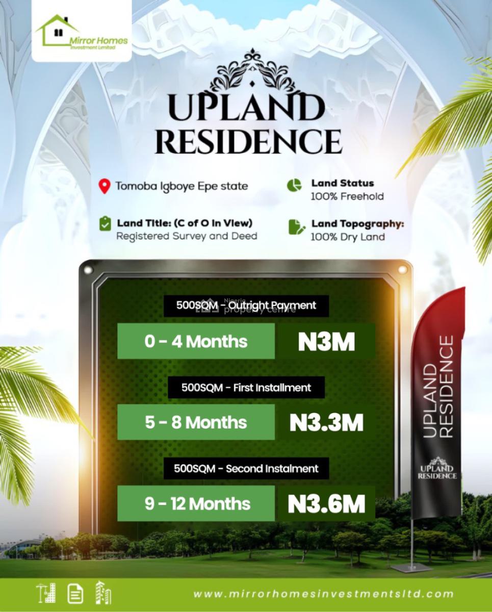 Get to Own a 100% Freehold, Registered Survey, 100% Topography Area, Outright Payment Up to 0-4 Months, Upland Residence in Tomoba Igboye, Epe, Lagos, Mixed-use Land for Sale