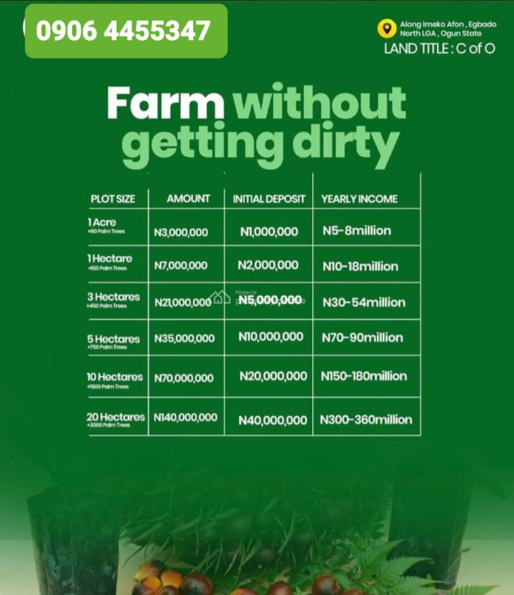 C of O Acres of Oil Palm Trees Farmlands, Igan Okoto, Olorunda, Yewa North, Ogun, Land for Sale