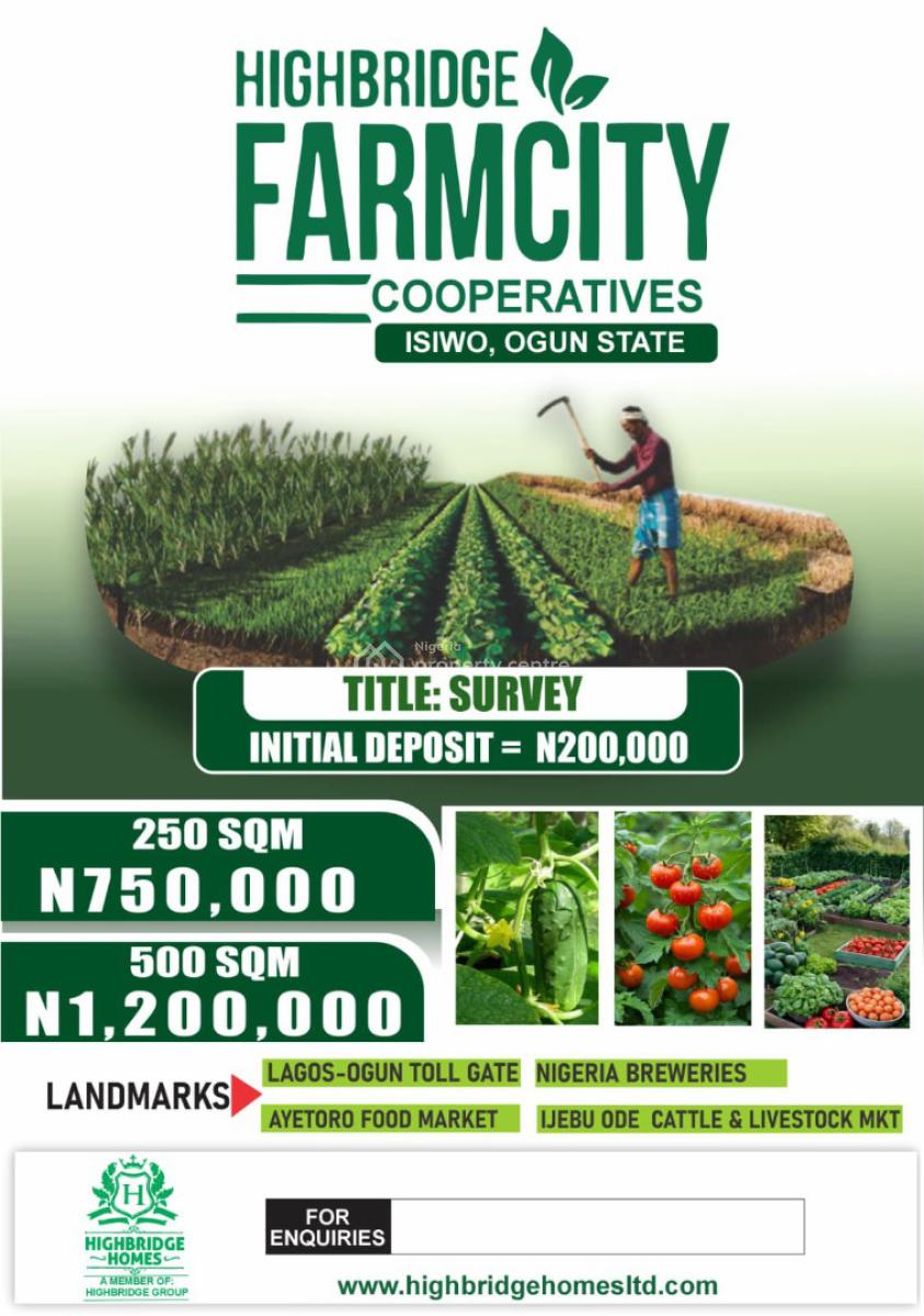 Commercial Land, * High Bridge Farm City Cooperatives* Isiwo, Ijebu East, Ogun, Commercial Land for Sale