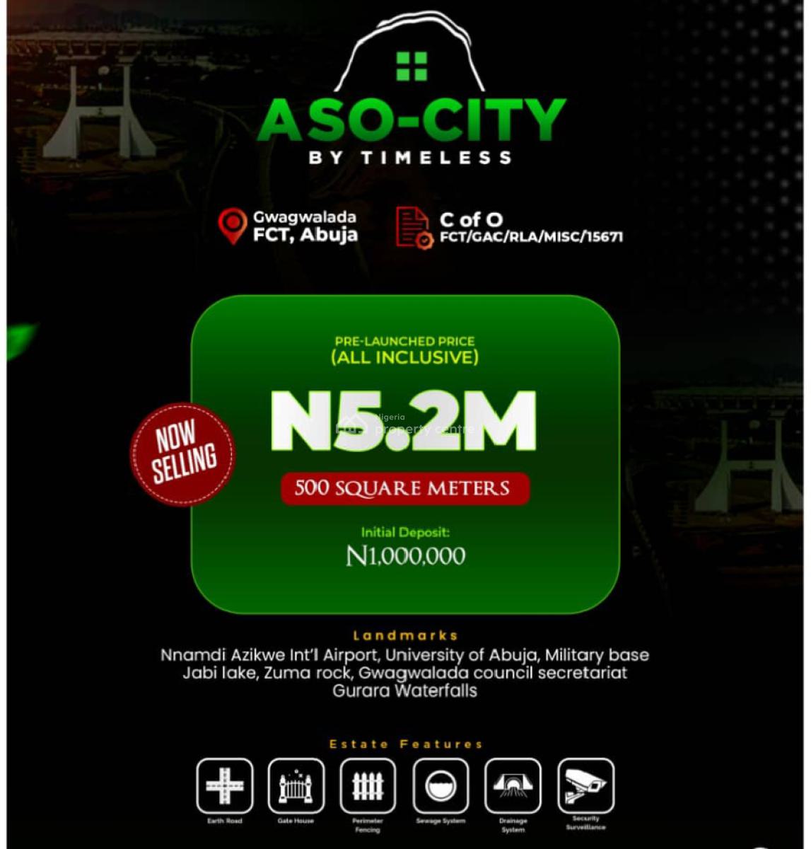 Land Measuring 500 Square Meter, Aso-city, Gwagwalada, Abuja, Residential Land for Sale