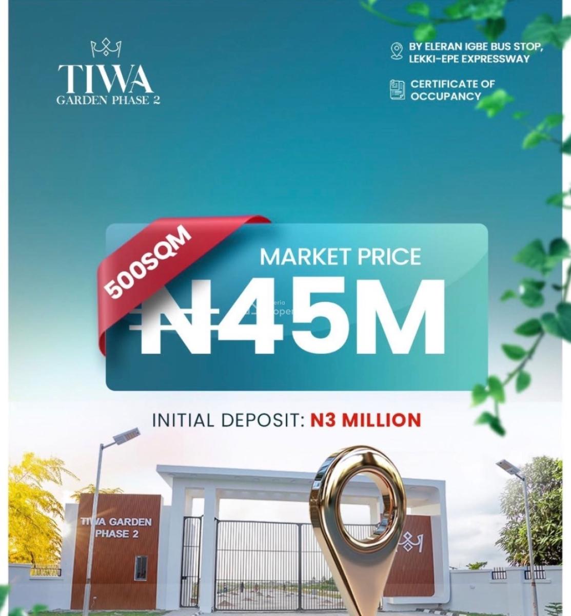 Premium Residential Land with C of O, Tiwa Garden Phase 2, 5mins to The Proposed Lekki International Airport, Eleranigbe, Ibeju Lekki, Lagos, Residential Land for Sale