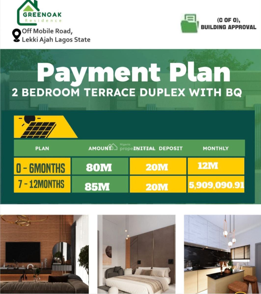 2 Bedroom Terrace Duplex with Bq Off Plan, Ajah, Lagos, Flat / Apartment for Sale