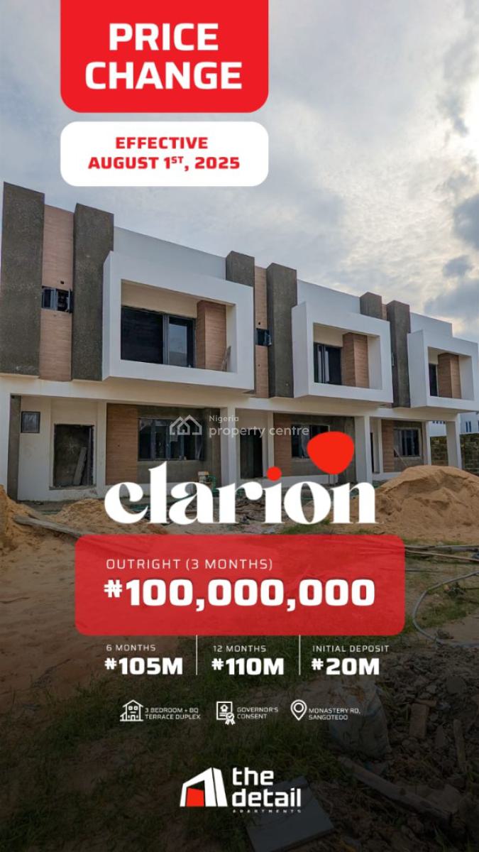 Luxurious 3 Bedrooms Terrace+ Bq, The Details Apartment Is on Monastery Rd, Behind Shoprite Sangotedo, Sangotedo, Ajah, Lagos, Terraced Duplex for Sale