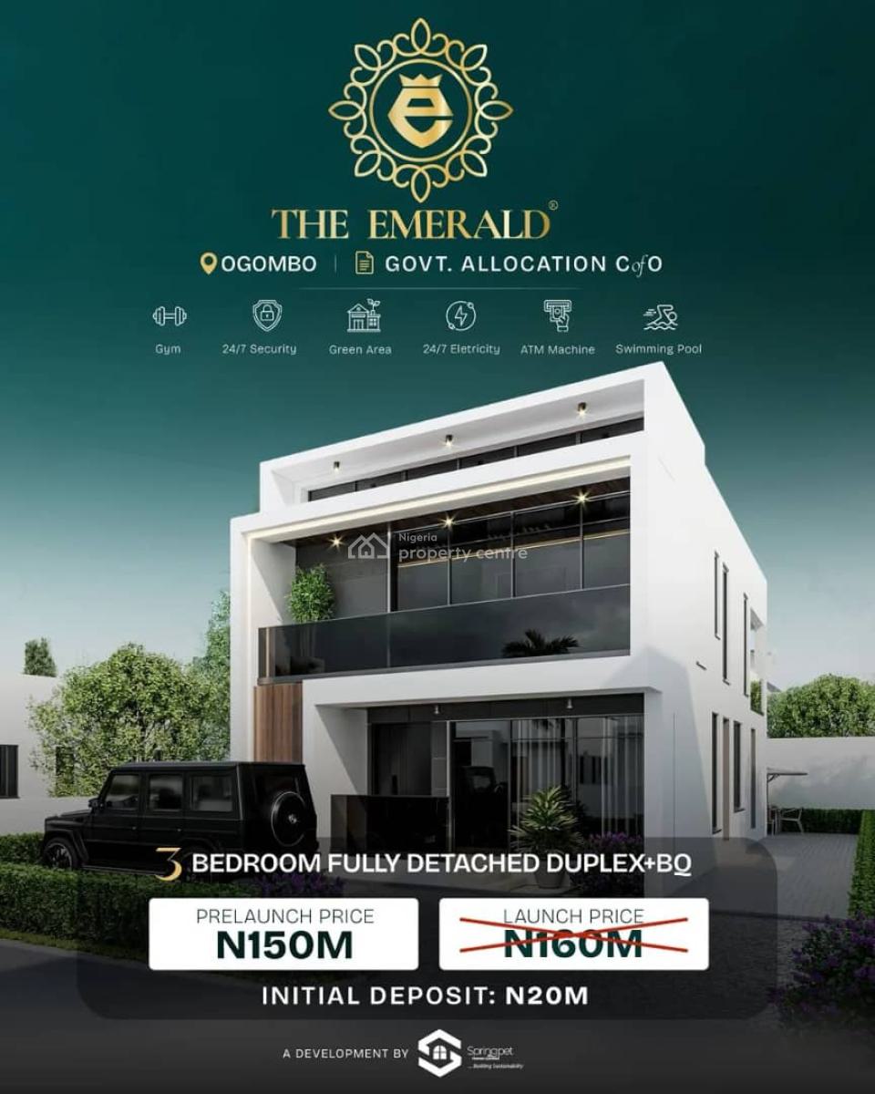 The Emerald Ogombo -- Luxury Bungalows & Duplexes with C of O, Ogombo, Lekki Axis, Near Charterhouse, Ojaja Mall, Palm Residence,lbs, Ogombo, Ajah, Lagos, Detached Bungalow for Sale