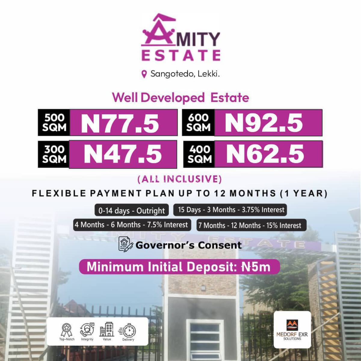 Buy & Build Land in Amity Estate,-- Fully Developed with Ins, Sangotedo, Sangotedo, Ajah, Lagos, Land for Sale