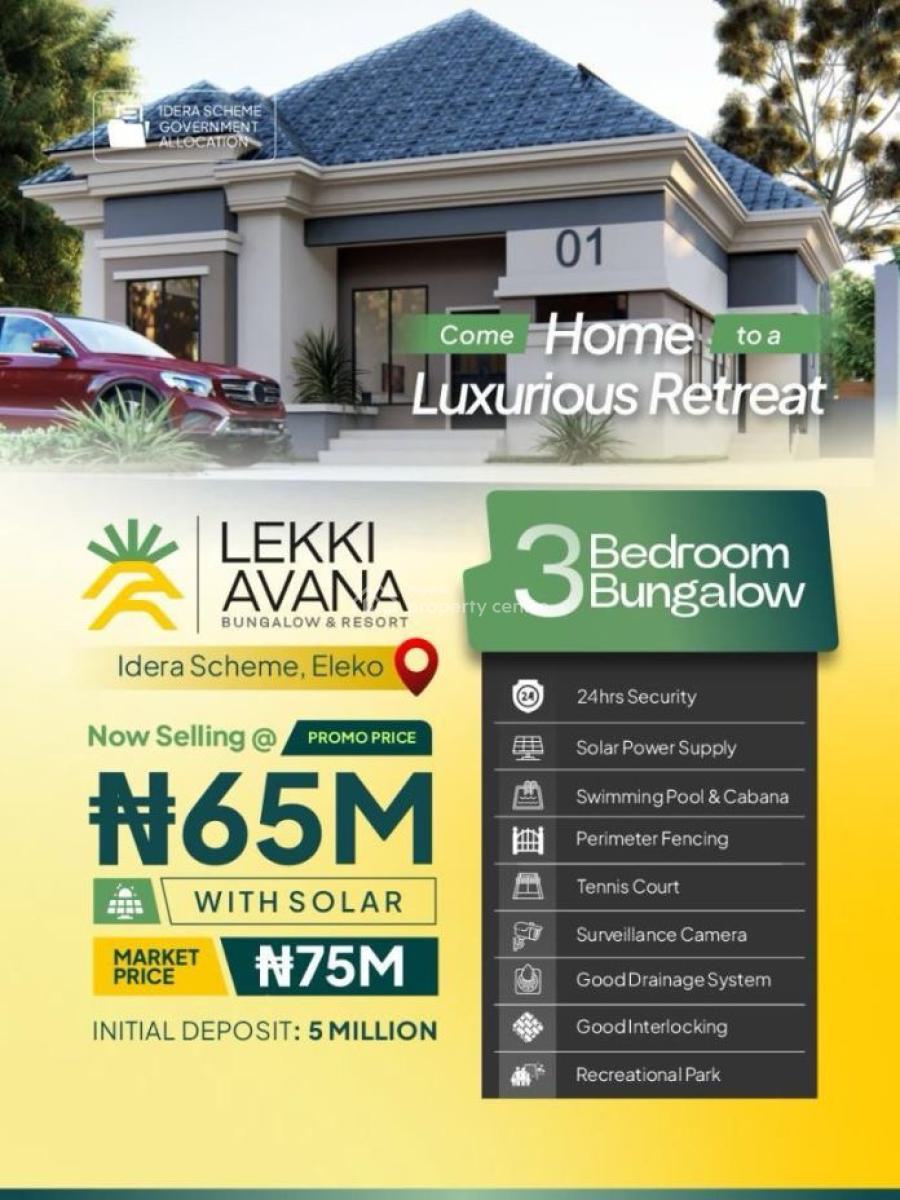 Luxury 3 Bedroom Bungalow, Near Eleko Roundabout Lekki Avana Bungalow and Resort, Lekki, Lagos, Detached Bungalow for Sale