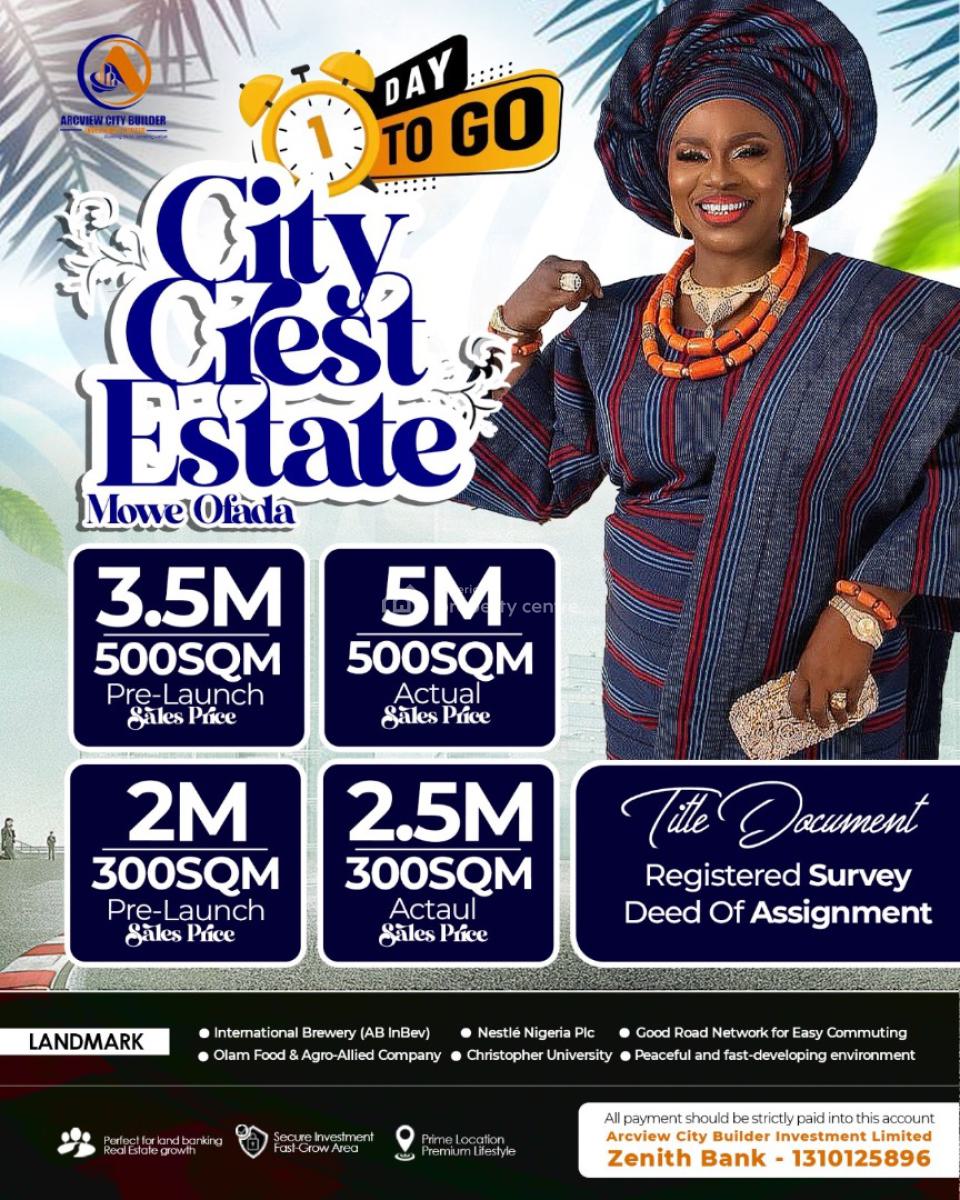 Residential Land, Near International Brewery City Crest Estate, Mowe Ofada, Ogun, Residential Land for Sale