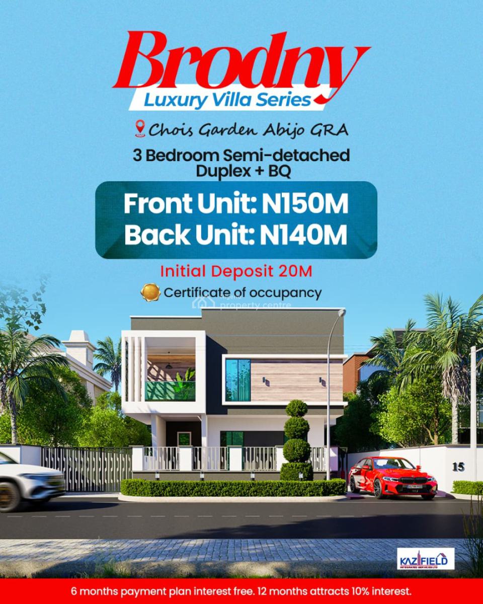 Luxury 3 Bedroom in an Secure, Gated, Developed Community, Brodny Luxury Villa, Abijo, Lekki, Lagos, Semi-detached Duplex for Sale