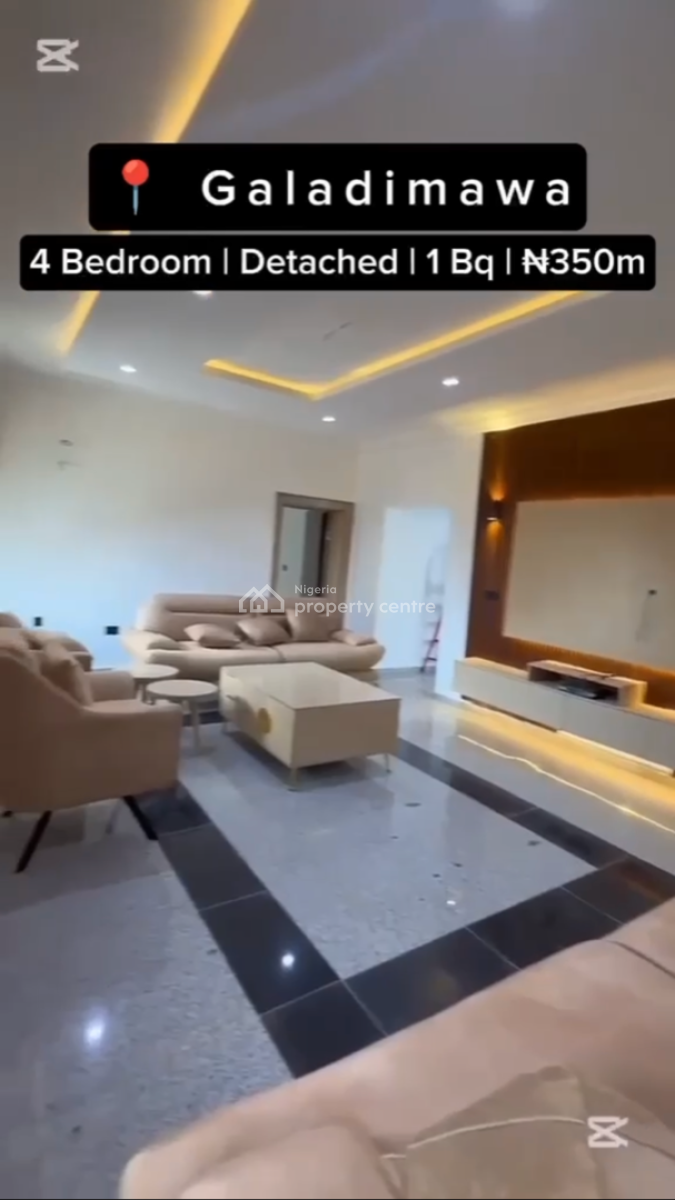 a Newly Built Fully Detached Furnished 4 Bedrooms Duplex with Bq, Galadimawa, Abuja, Detached Duplex for Sale