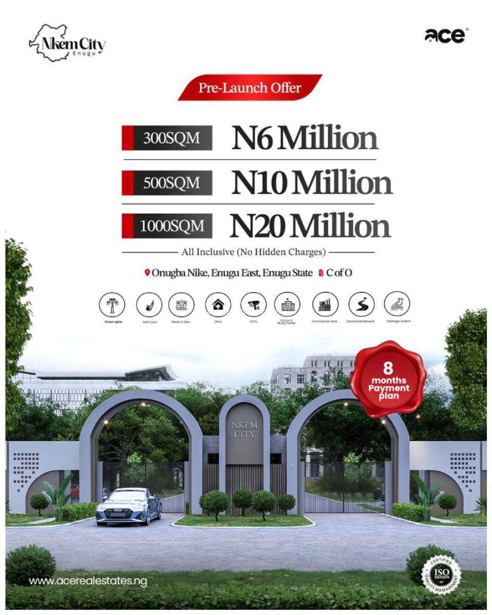 C of O Title Strategic Location Buy and Build Estate, Onugba Nike Enugu East, Enugu, Enugu, Residential Land for Sale