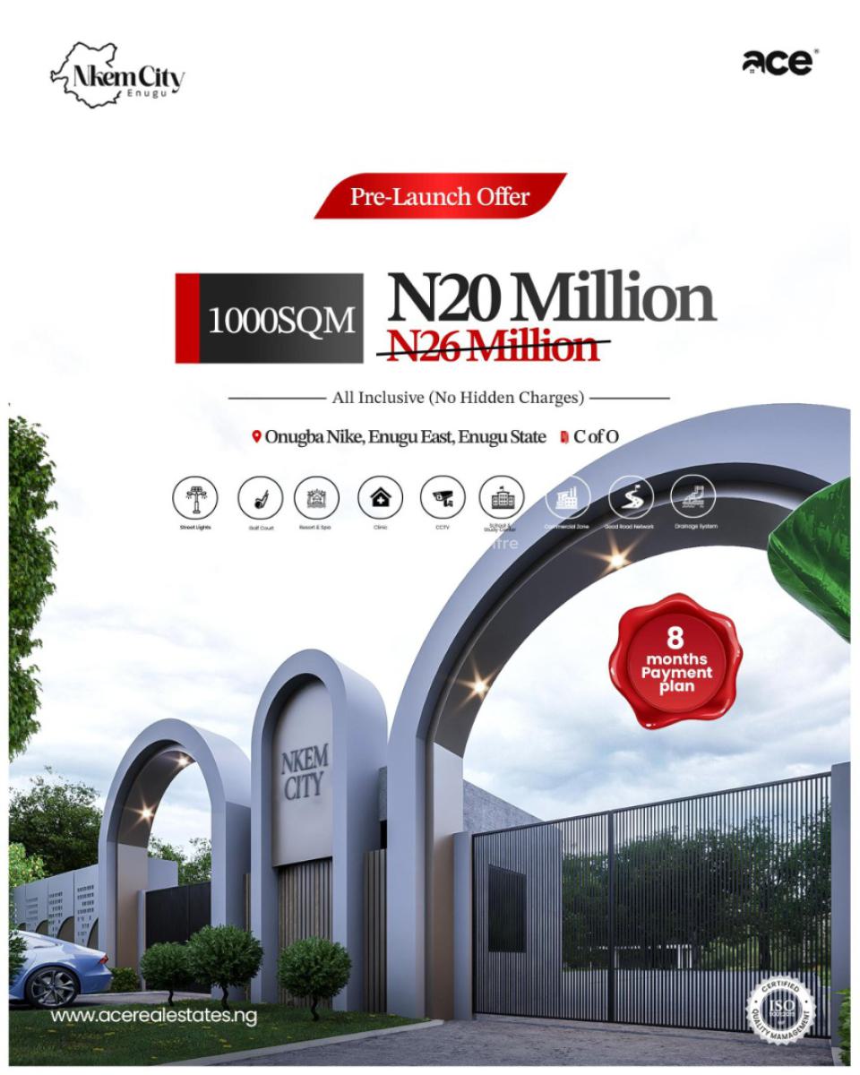 C of O Title Strategic Location Buy and Build Estate, Onugba Nike Enugu East, Enugu, Enugu, Residential Land for Sale