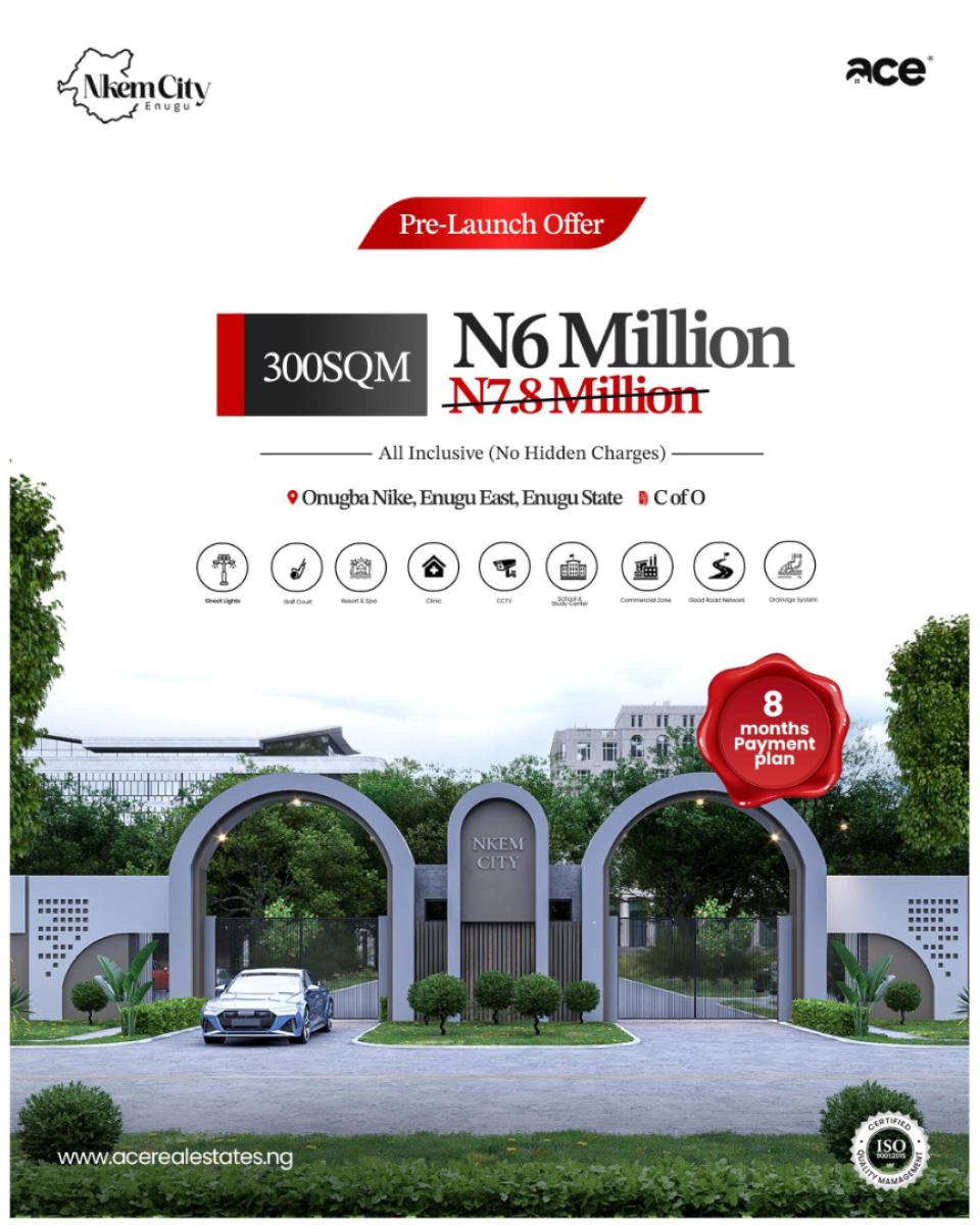 C of O Title Strategic Location Buy and Build Estate, Onugba Nike Enugu East, Enugu, Enugu, Residential Land for Sale