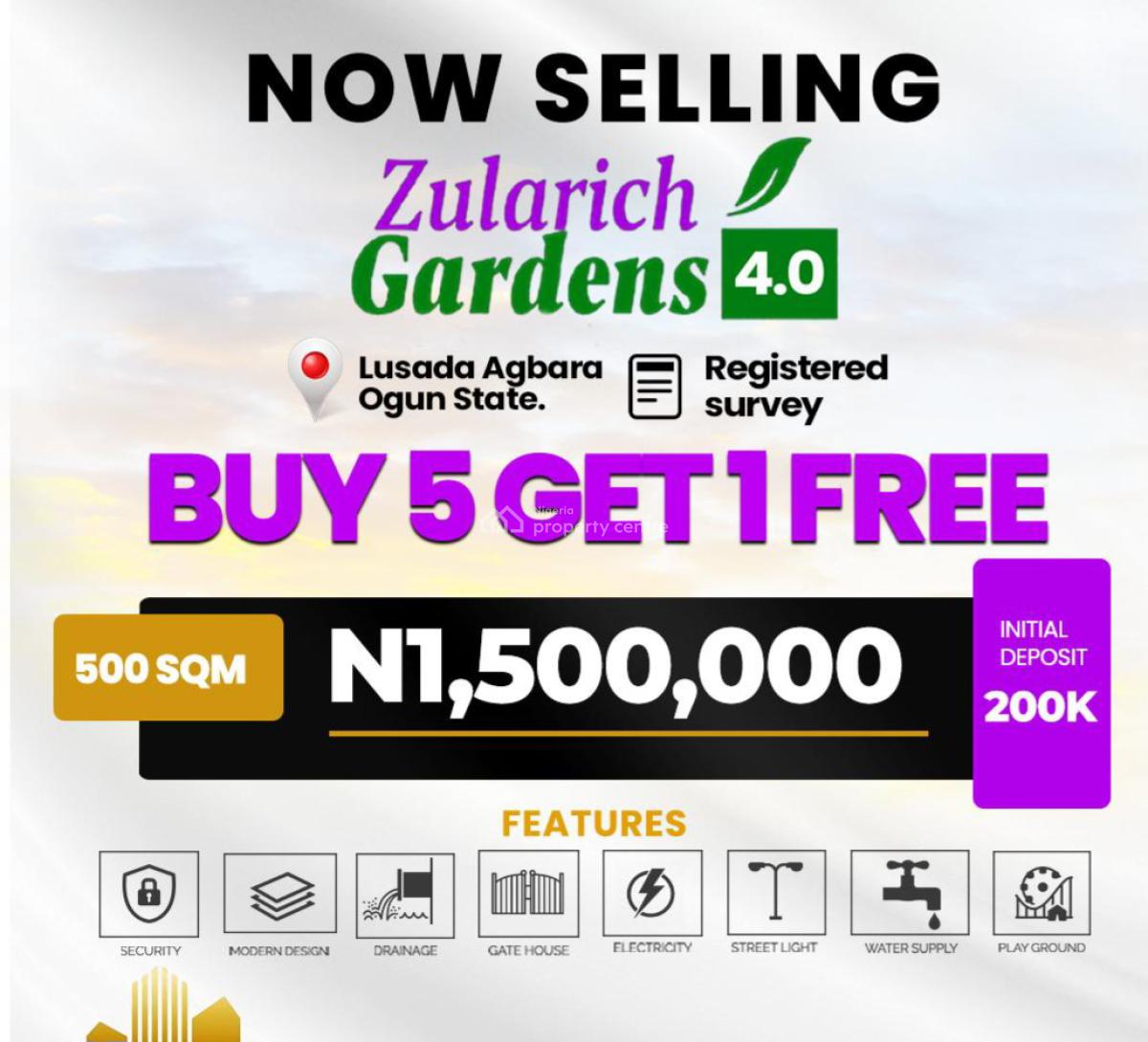 Buy 5plots Outrightly and Get One Free, Zularich Garden Located 30min Drive to Nestle & Unilever Agbara-lusada, Agbara, Ado-odo/ota, Ogun, Mixed-use Land for Sale