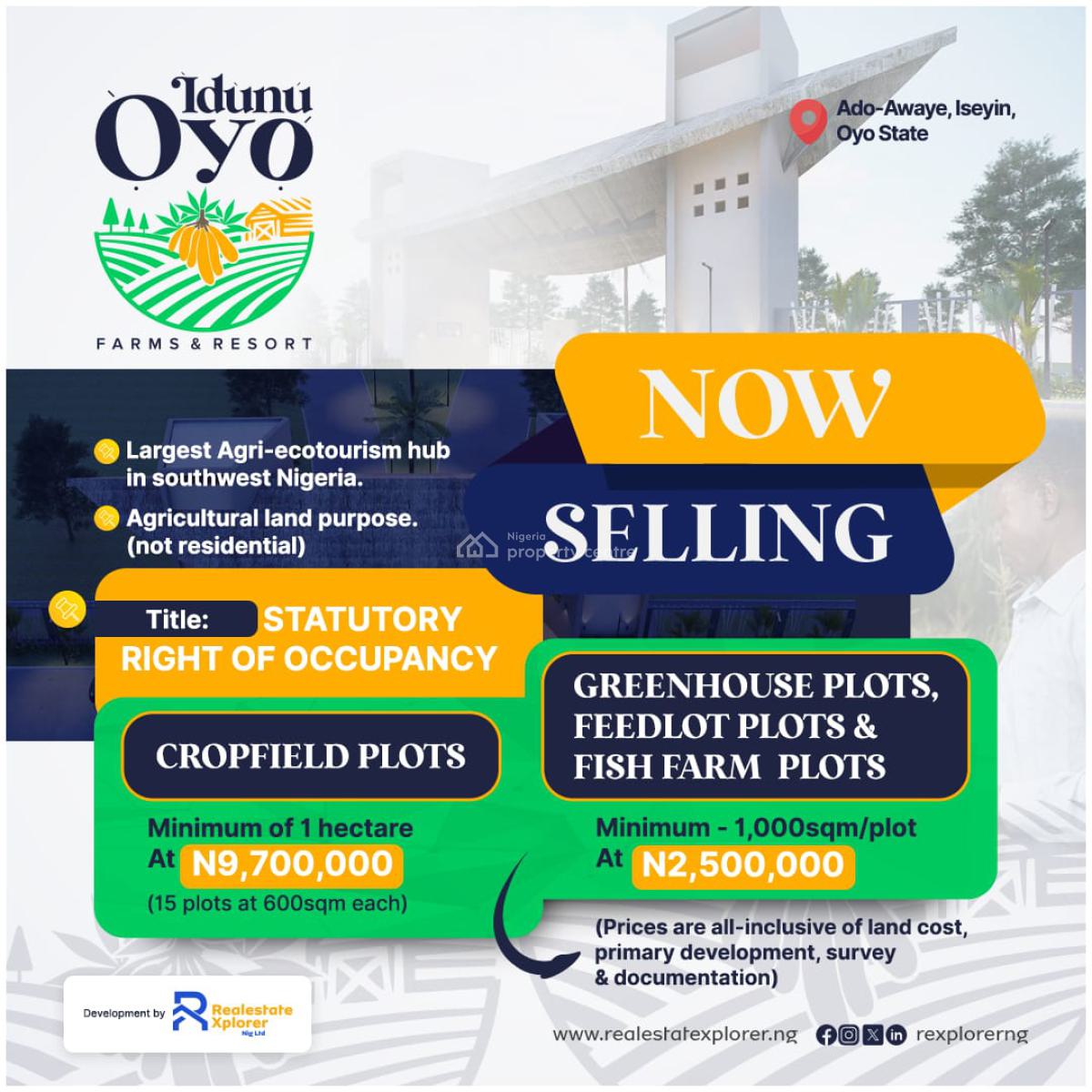 Well Structured and Secure Farmlands Within an Agri-ecotourism Hub., Idunu Oyo Farms & Resort, Abeokuta - Iseyin Expressway., Iseyin, Oyo, Land for Sale