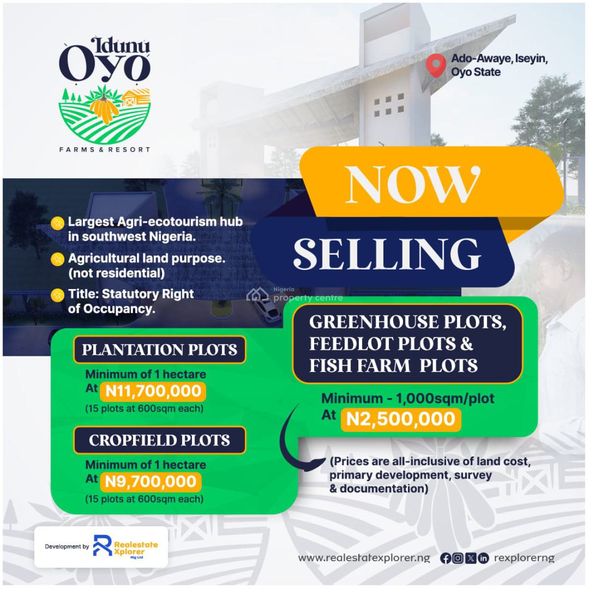 Well Structured and Secure Farmlands Within an Agri-ecotourism Hub., Idunu Oyo Farms & Resort, Abeokuta - Iseyin Expressway., Iseyin, Oyo, Land for Sale