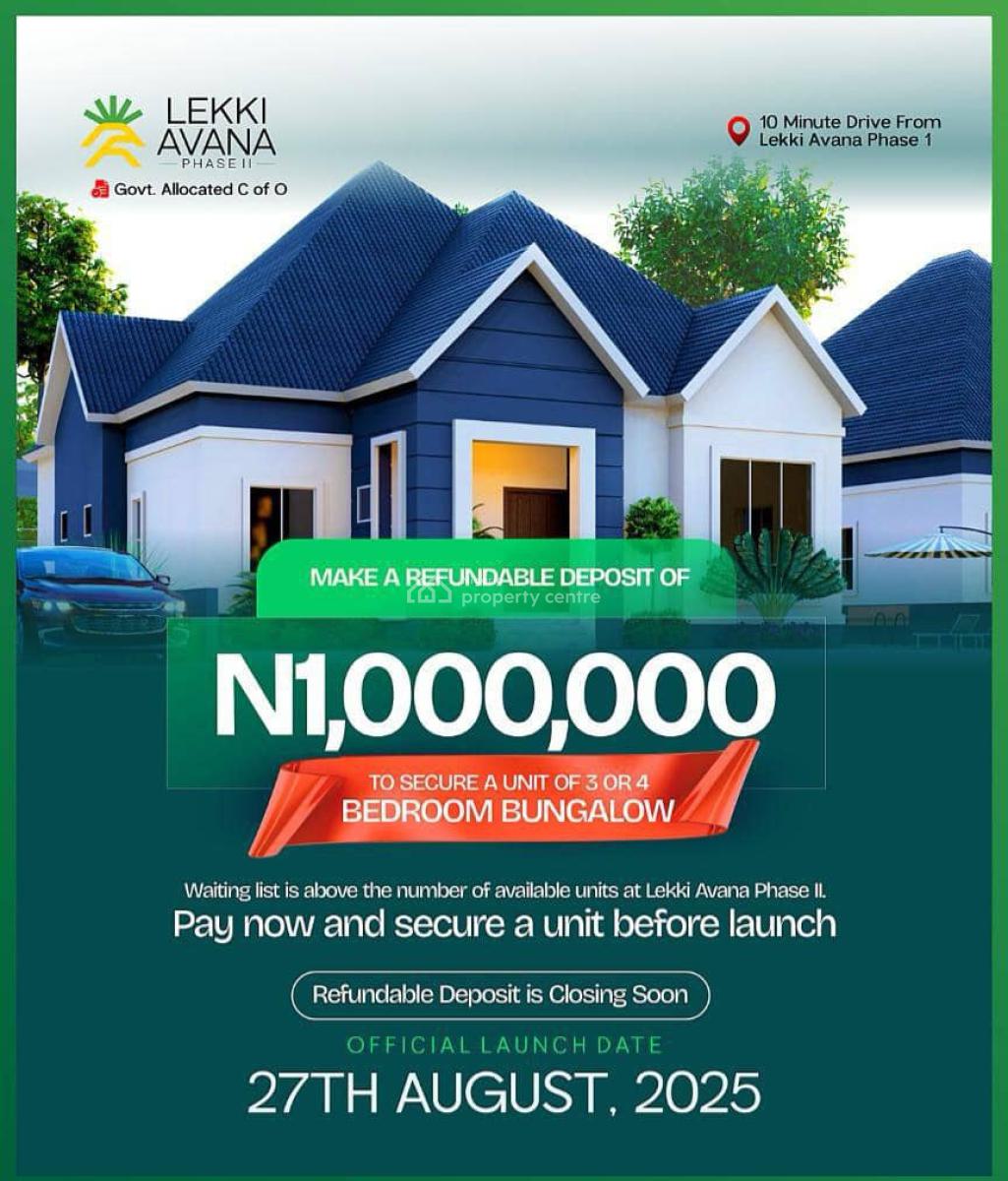 Lekki Avana 3 Bedroom Bungalow and Resort, Lekki Avana Bungalow and Resort Drive, Eleko, Ibeju Lekki, Lagos, House for Sale