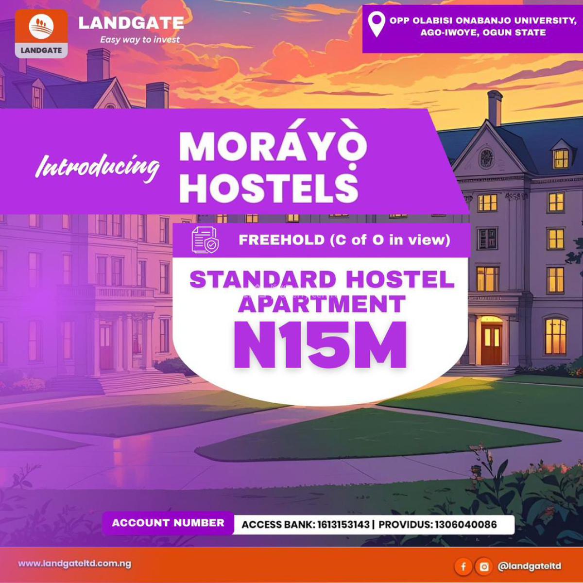 Off-plan Fully Finished Student Hostel Units  -- Opposite Oou, Directly Facing The Road, Opposite Olabisi Onabanjo University,ago Iwo, Ijebu North, Ogun, Hostel for Sale