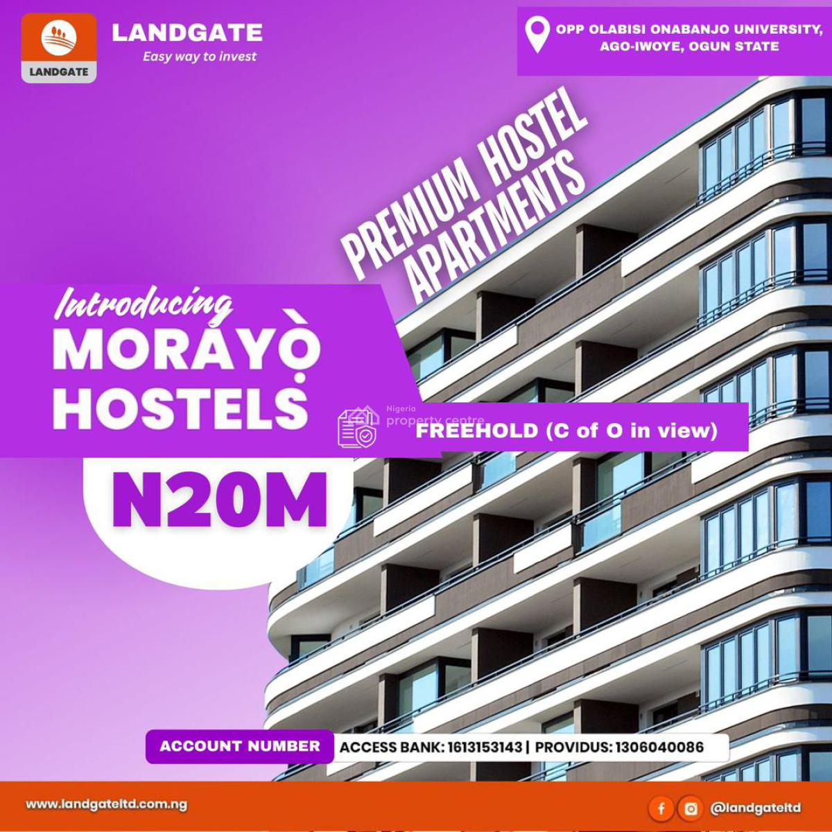 Off-plan Fully Finished Student Hostel Units  -- Opposite Oou, Directly Facing The Road, Opposite Olabisi Onabanjo University,ago Iwo, Ijebu North, Ogun, Hostel for Sale