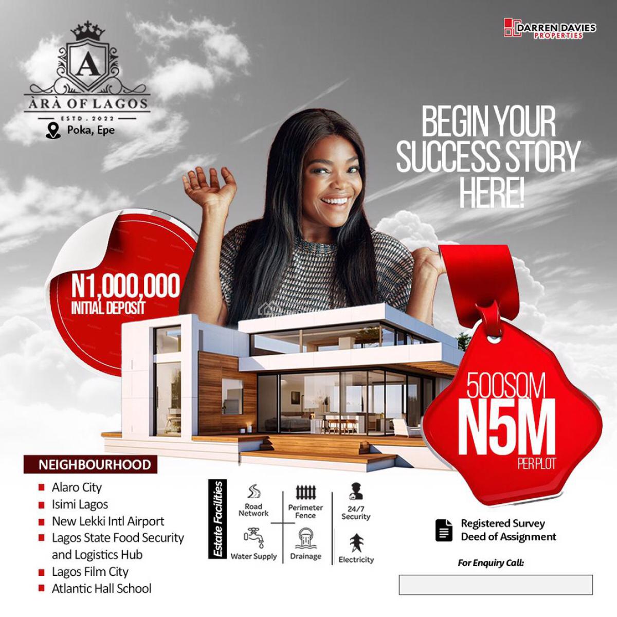 Serviced Plots Ara of Lagos, Poka, Epe, Epe, Lagos, Land for Sale