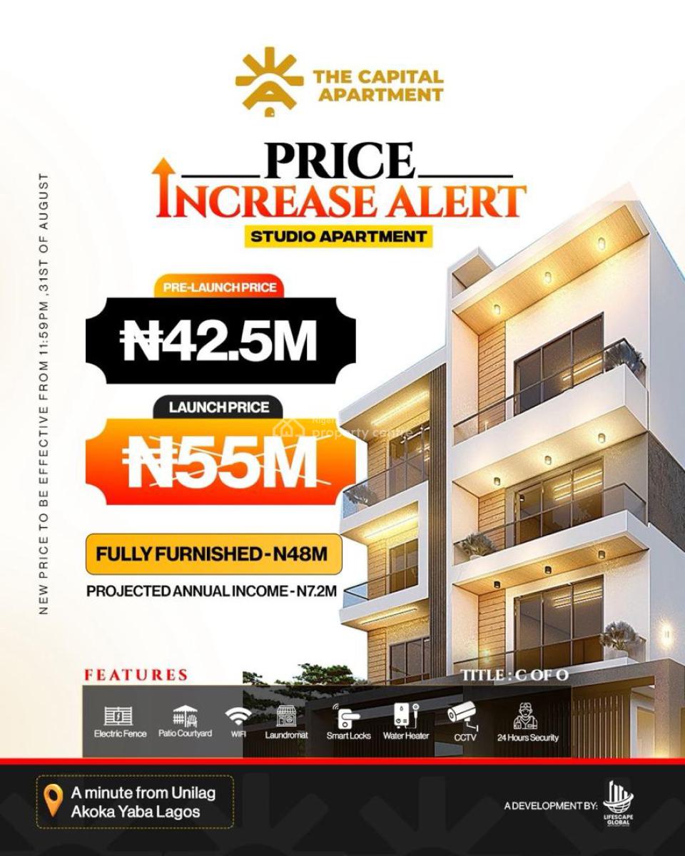 Luxury 1bedroom Furnished  Apartment, 18 Shobandele, Akoka, Yaba Lagos, Akoka, Yaba, Lagos, Self Contain (single Rooms) for Sale