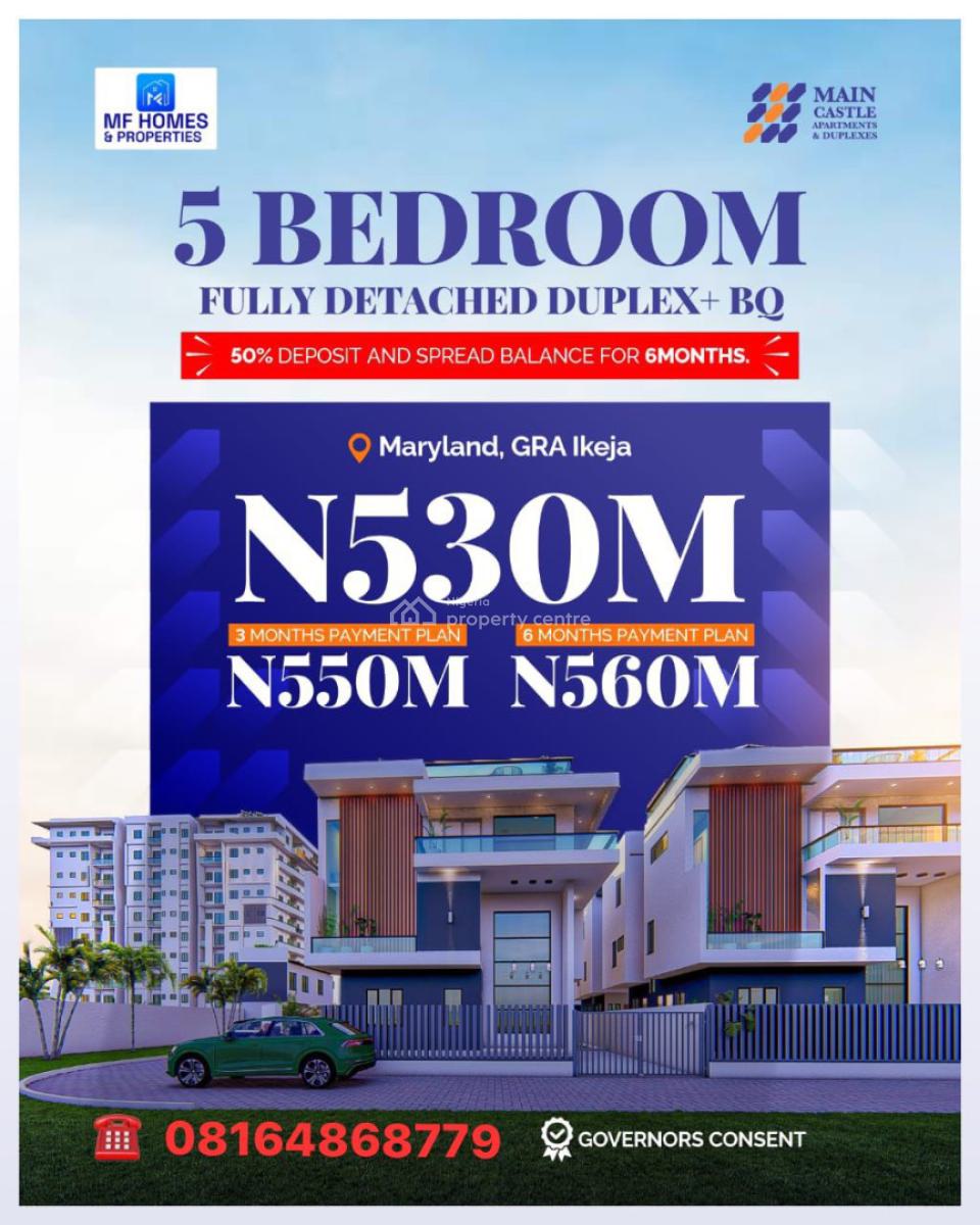 Exclusive and Spacious 5 Bedroom Fully Detached Duplex with Bq, in a Secured Gated Estate, Iya Oloye Cresent, Maryland, Lagos, Detached Duplex for Sale