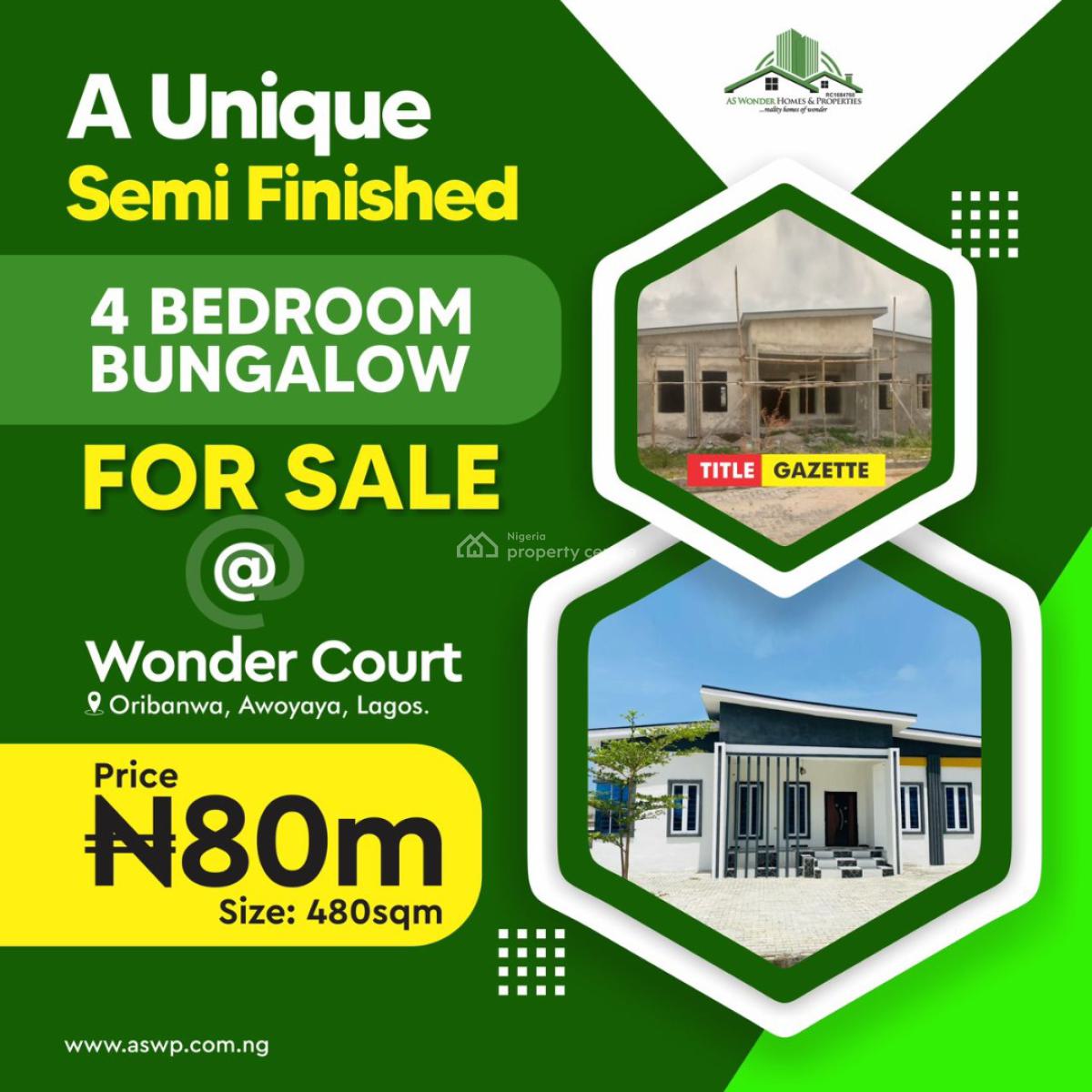 Finish 4bedroom Bungalow    with Clean Water Supply Gated and Secure, Oribanwa Awoyaya Wonder Court Estate Near Lakowe Golf Resort, Ibeju Lekki, Lagos, Detached Bungalow for Sale