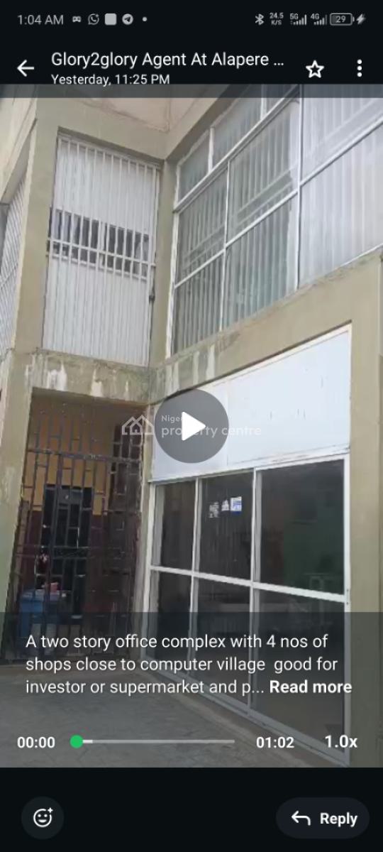 Two Story Office Complex with 4 Nos of Shops Close to Computer Village, Ikeja, Lagos, Commercial Property for Sale