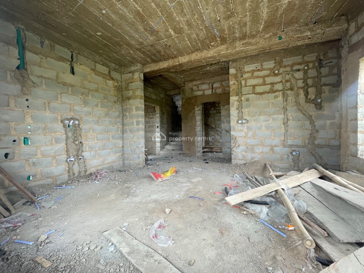 a Well Constructed Carcass Twin 4 Bedroom Semi Detached Duplex, Dss Estate, Alafara- Elenusonso Road, Idi Ishin, Jericho, Ibadan, Oyo, Semi-detached Duplex for Sale