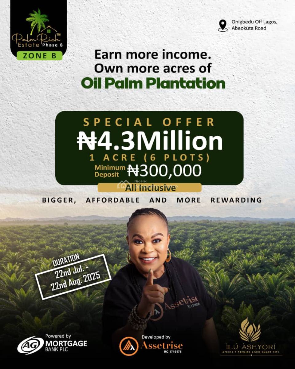Own a 10.6m Hectares of Palm Oil Agro Farmland, Ibese Ewekoro, Sango Ota, Ogun, Industrial Land for Sale