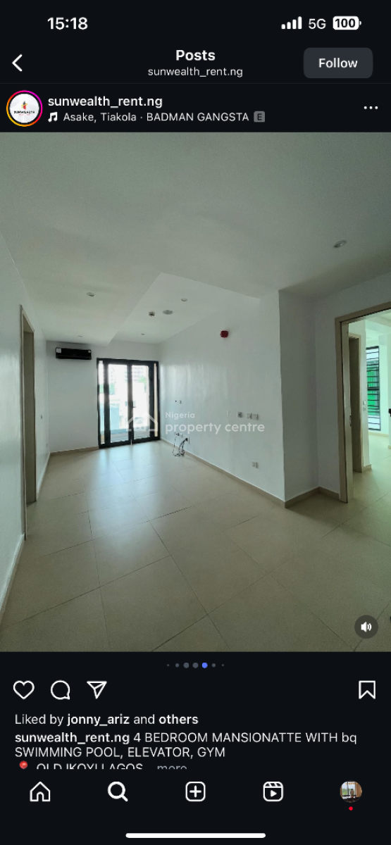 4 Bedroom Maisonette with Bq, Old Ikoyi, Ikoyi, Lagos, Flat / Apartment for Rent