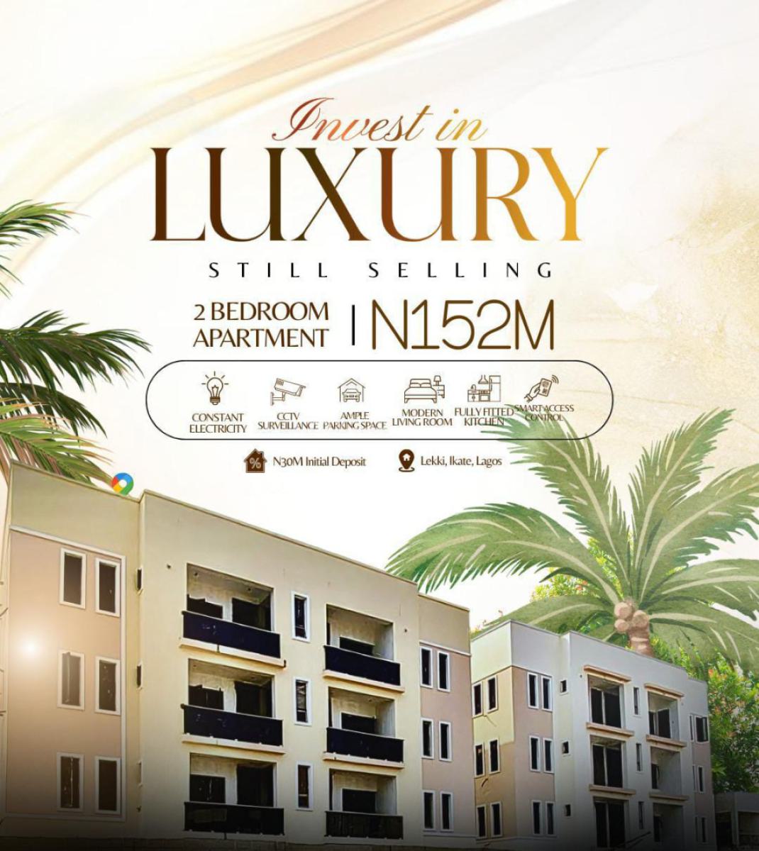 2 Bedrooms Luxurious Apartment, Ilasan, Ikate, Lekki, Lagos, Block of Flats for Sale