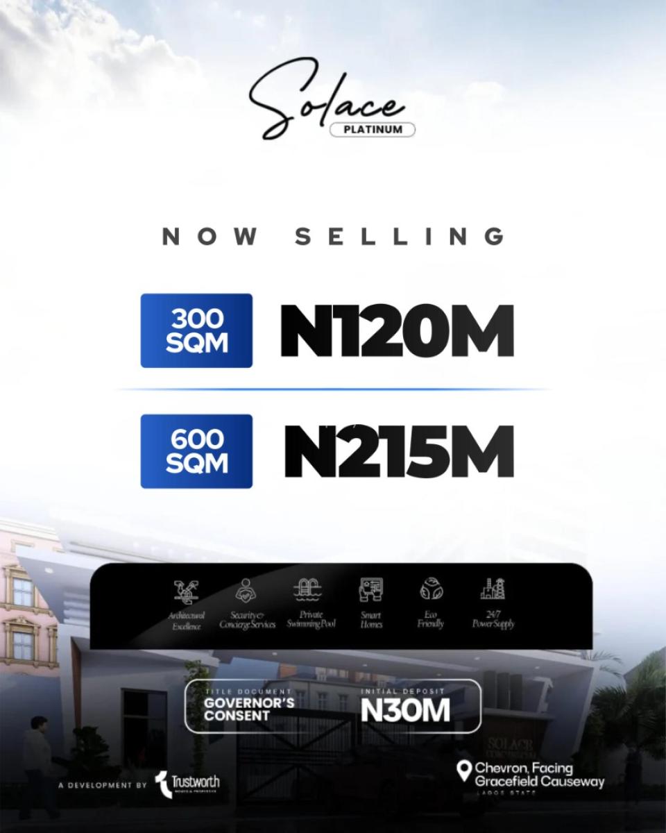 Govternment Approved Waterfront Property with Governors Consent Title, Solace Platinum Estate, Chevron Drive, Lekki, Lagos, Mixed-use Land for Sale