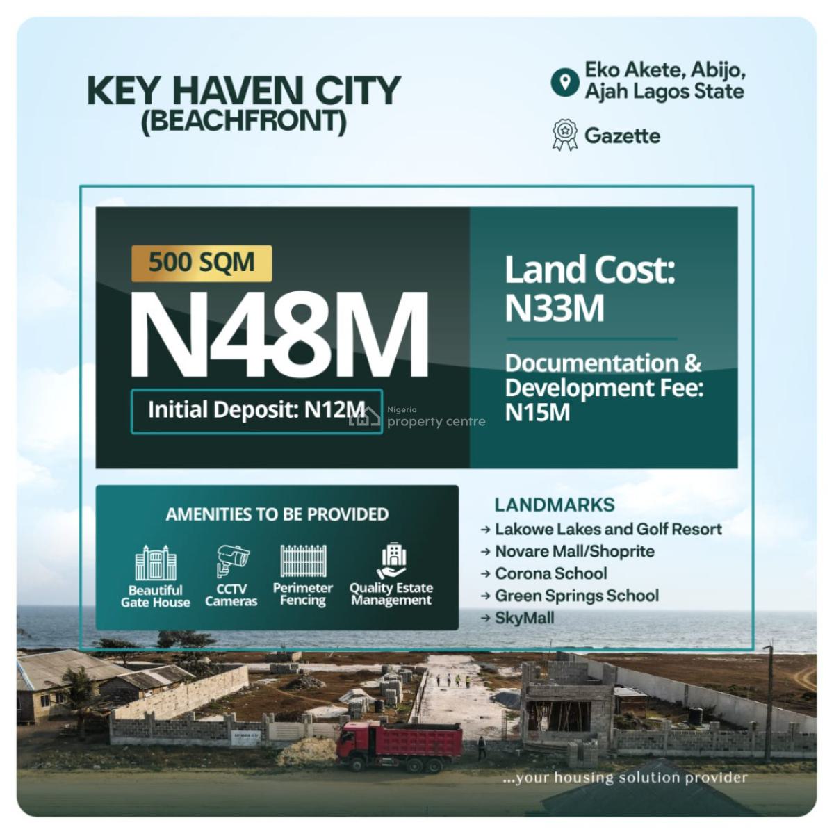 Gazetted Land, Key Haven City ( Beachfront) Eko Akete, Abijo, Lekki, Lagos, Residential Land for Sale
