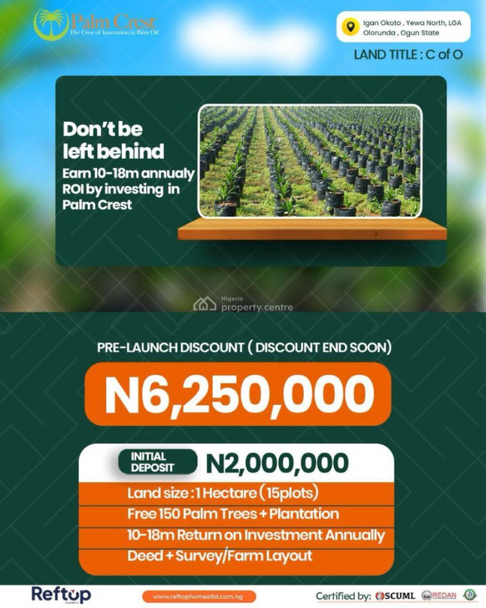 Commercial Land, *palm Crest* Providing Easy Access to Market and Transportation Link*, Yewa North, Ogun, Commercial Land for Sale