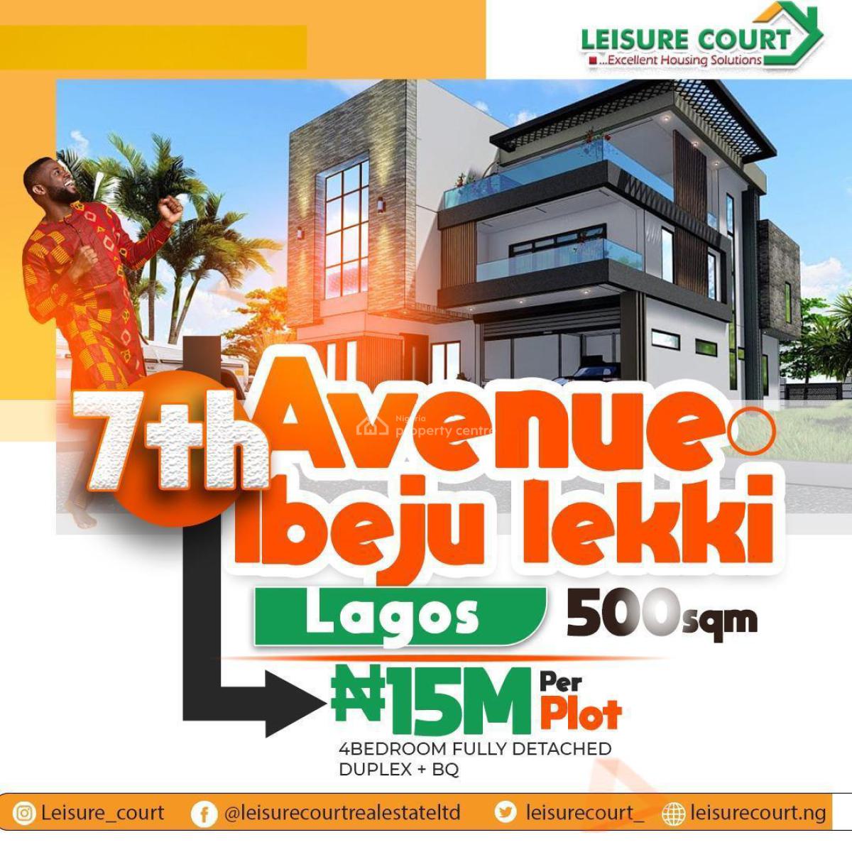 4bedroom Fully Detached Duplex + Bq Land, 7th Avenue, Ibeju Lekki, Lagos, Residential Land for Sale